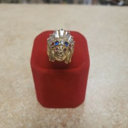 10k Yellow Gold Indian Head Multistone Ring