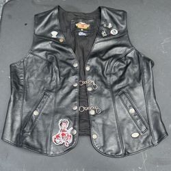 Black Leather Vest Woman Harley Davidson 