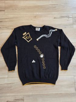 1980s Glam Images by Duet Embellished Novelty Sweater No. 5