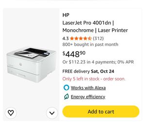 BRAND NEW! HP LaserJet Pro 4001dn Monochrome Laser Printer