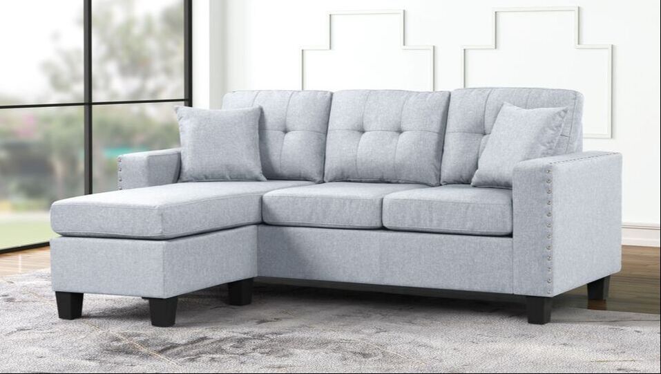 Reversible Light Gray Linen Sectional