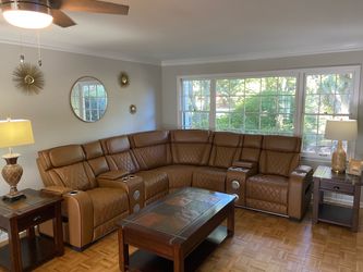 Gorgeous Italian leather power reclining sectional
