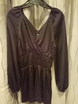H&M Black Sateen Look Flowy One Piece Romper Size 6 ~New~