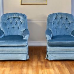 Vintage Highland House Light Blue Microfiber 2 Tufted Armchairs Set