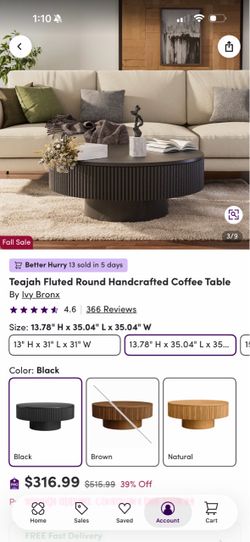 Coffee table round modern contemporary