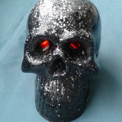 Black Glitter Skull With Red Eyes