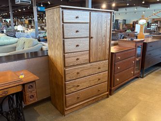 Warm Blonde Wood-Knob Storage Combo Dresser