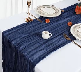 Navy Blue Cheesecloth Table Runners