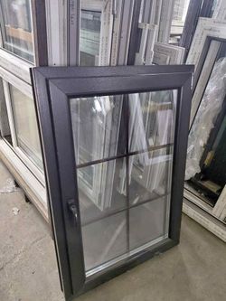 Dark Gray Window with Grid Glazing