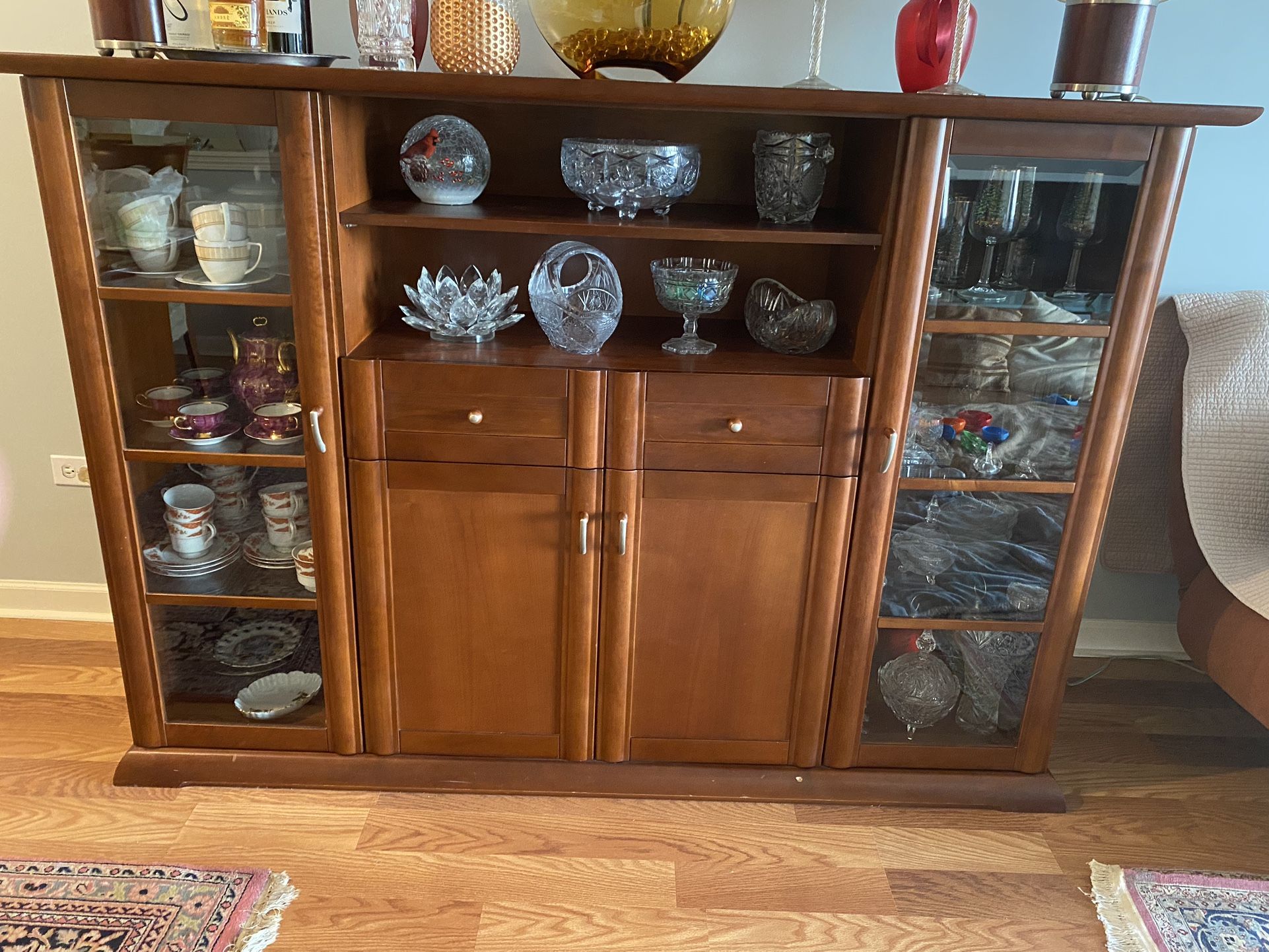 Vintage Great Condition Cherry Wood Display Cabinet