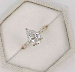 14k Yellow Gold 2.30Ct Pear Cut Lab Diamond Ring