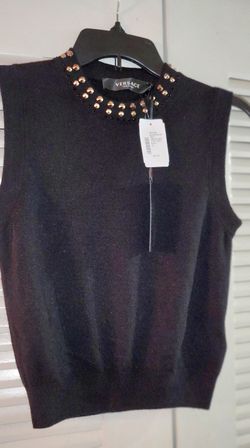 Versace Cashmere Knit Top /studs Trim