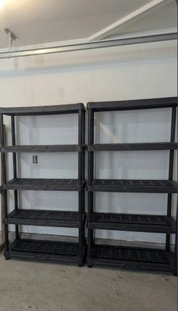 Black Plastic 5-Tier Storage Shelving Units