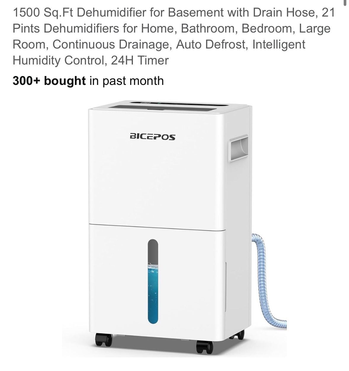 1500 Sq.Ft Dehumidifier for Basement with Drain Hose, 21 Pints Dehumidifiers for Home,