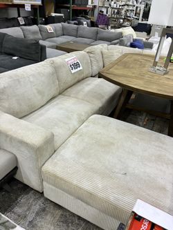 Corduroy Sectional Sofa with Ottoman