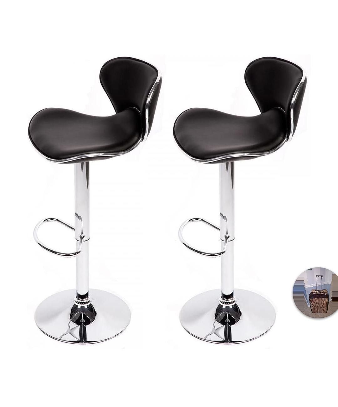 Corliving Set of 2 adjustable leather bar stools