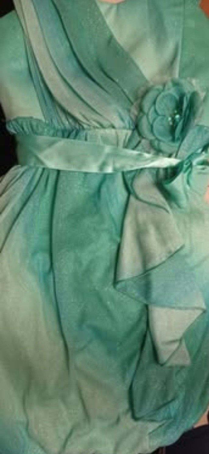 NEW Girls Size 8 and Size 10 "Sequin Hearts" Seafoam Green & Blue Ballooned Hemline Dress