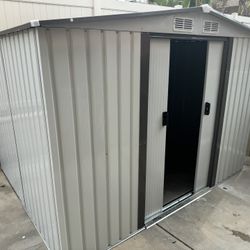 (New in box need assemble) 6’ L x 8’ W x 6.3’ H Metal galvanized steel Storage Shed Outdoor Garden Backyard 6x8 Storage 