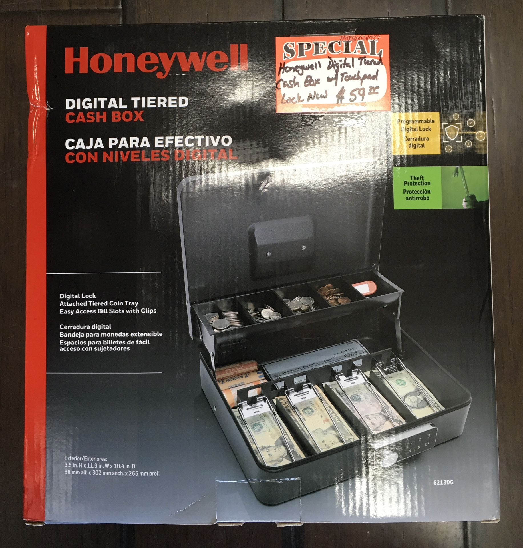 Honeywell Digital Tiered Cash Box W/ Touchpad Lock New