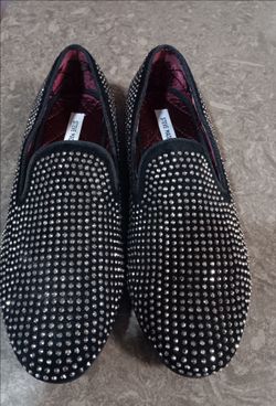 Men's Steve Madden caviarr leather Rhinestone loafers dress shoes