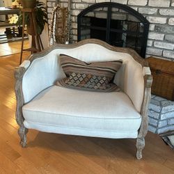 French Country Style Chair Small Loveseat 