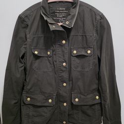 J. CREW Womens Relaxed Fit Boyfriend Field Jacket Olive Green Size MED