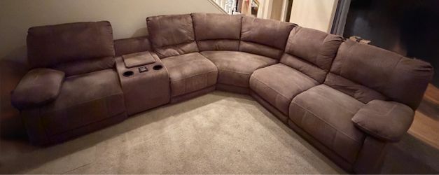 Ashley  Sectional Sofa with Console and Recliners