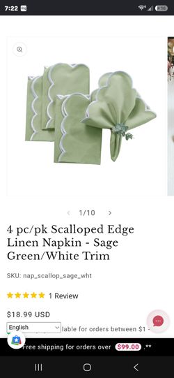 Scalloped Sage Green Napkins