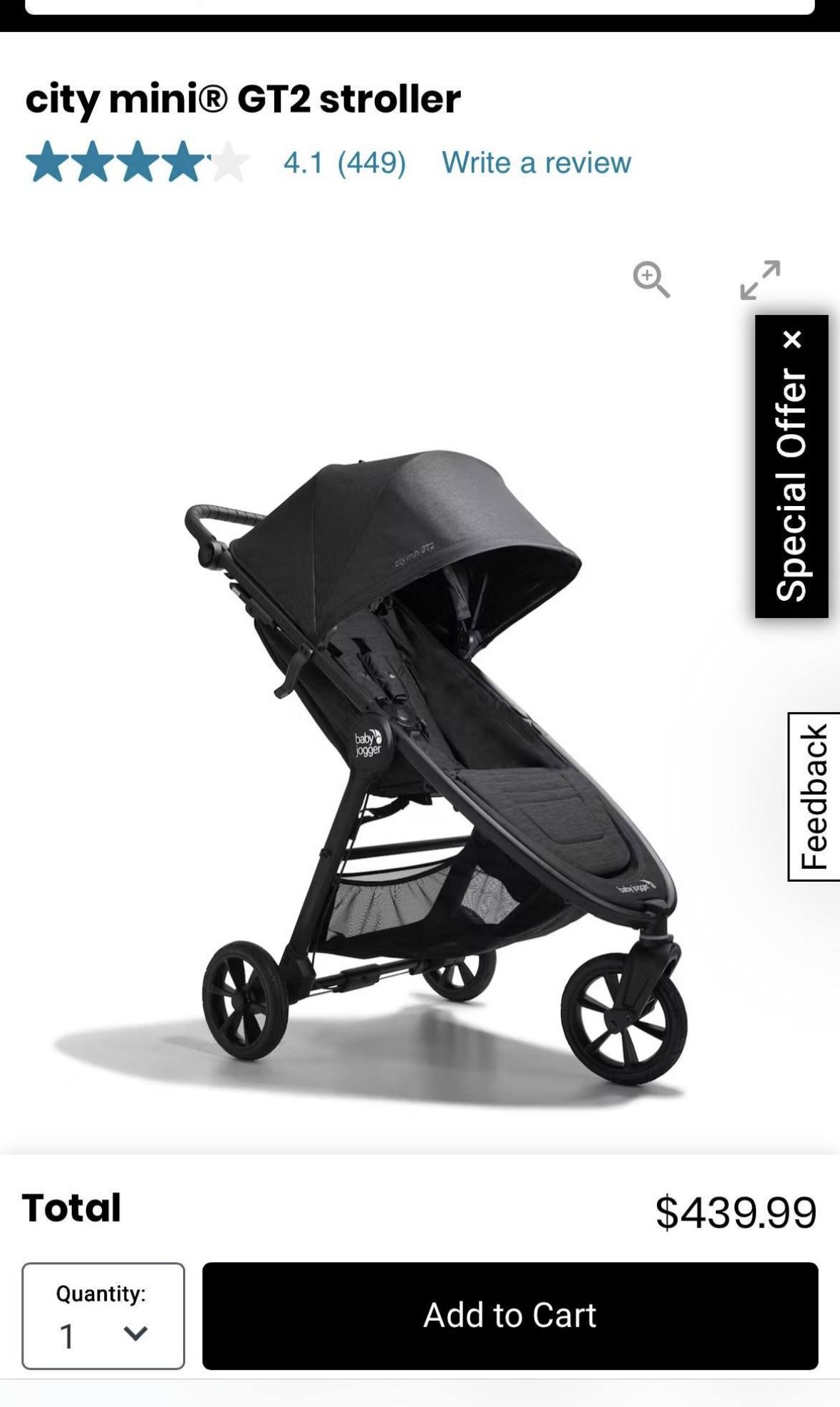 Foldable Stroller Baby Jogger City Mini Gt2 Carbon Baby Jogger City Mini GT2  All-Terrain Stroller-