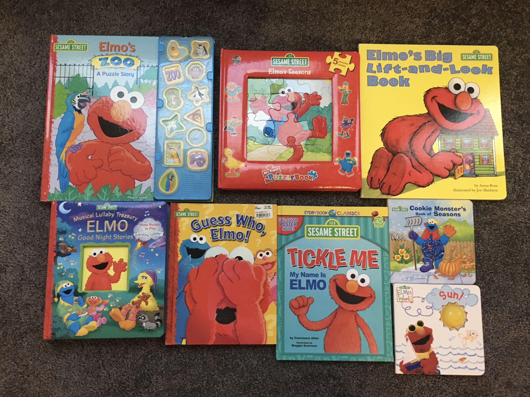 Lot Of Children’s / Toddlers Sesame Street ELMO Books - Puzzle And Sound - Preschool, Reading, Education