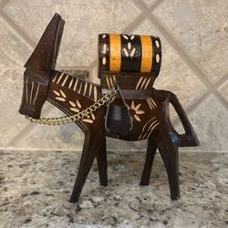 Hand Carved Wooden Donkey