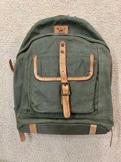 NEW Will Leather Goods Backpack Olive Green / Tan