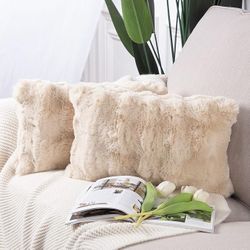 MADIZZ super soft plush faux fur pillow covers. 12”X20”. Inserts Not Included