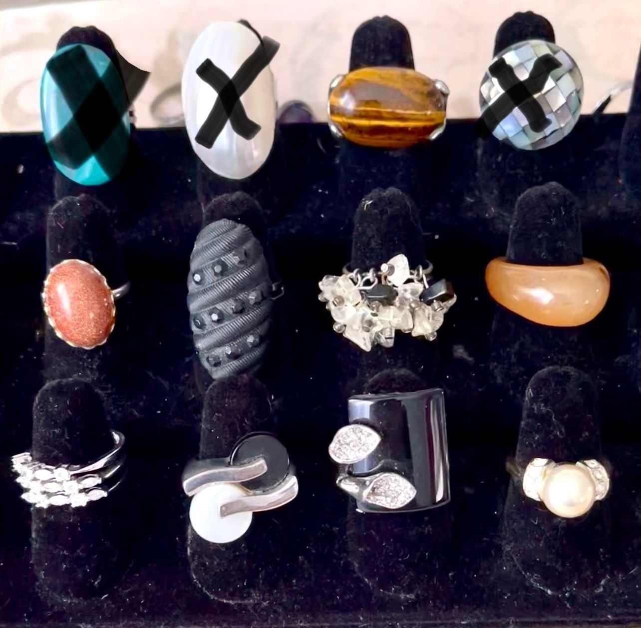 Costume Jewelry Rings With Natural Stones, Size 7-8, Adjustable Rings, Stackable Ring, Cocktail Ring