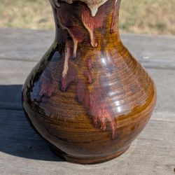 8" Handmade Drip Glaze Vase by Kylemore Abbey Pottery Ireland Signed Studio Art