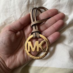 like new michael kors mk monogram logo bag charm keychain key fob