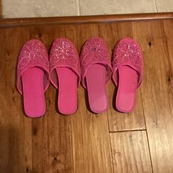 2 Pairs Pink Slippers.  (NEW )   Total $10.