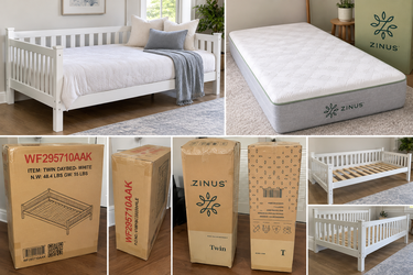 Brand New White Twin Daybed + Zinus Mattress – Both Boxed