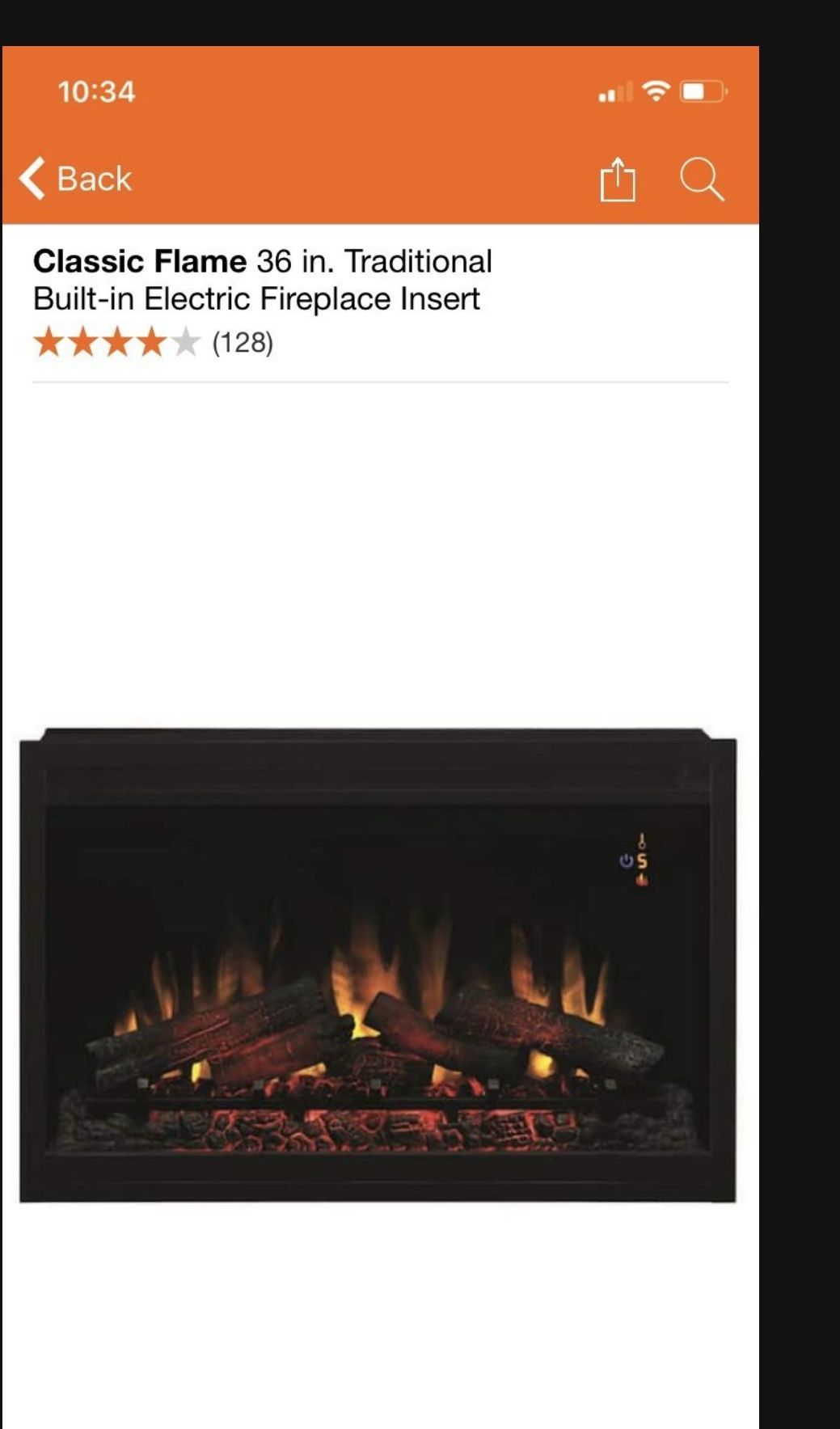 Classic Flame Insert 36 Inches