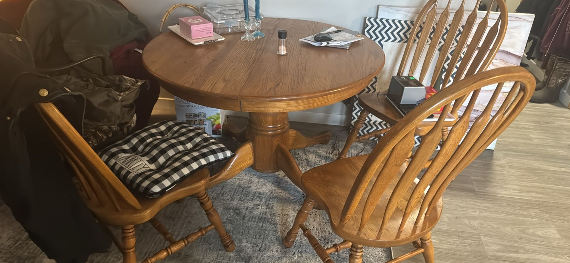 Solid Wood Oak Table & 4 Chairs