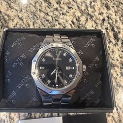 Men’s vintage Bulova precisionist watch with diamonds.