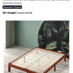 New! Zinus Wen Wood Platform Bed Frame/Solid Wood Foundation/Wood Slat Support/-Queen size