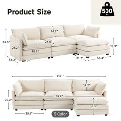 Corduroy Sectional Sofa Set