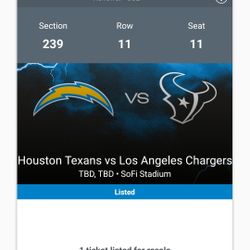 (2) Premier Sec. 239 Chargers tix $200/ea.