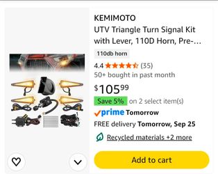 KEMIMOTO UTV Triangle Turn Signal Kit