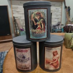 Vintage Tins Advertising For Coffee, Sugar, corn Starch