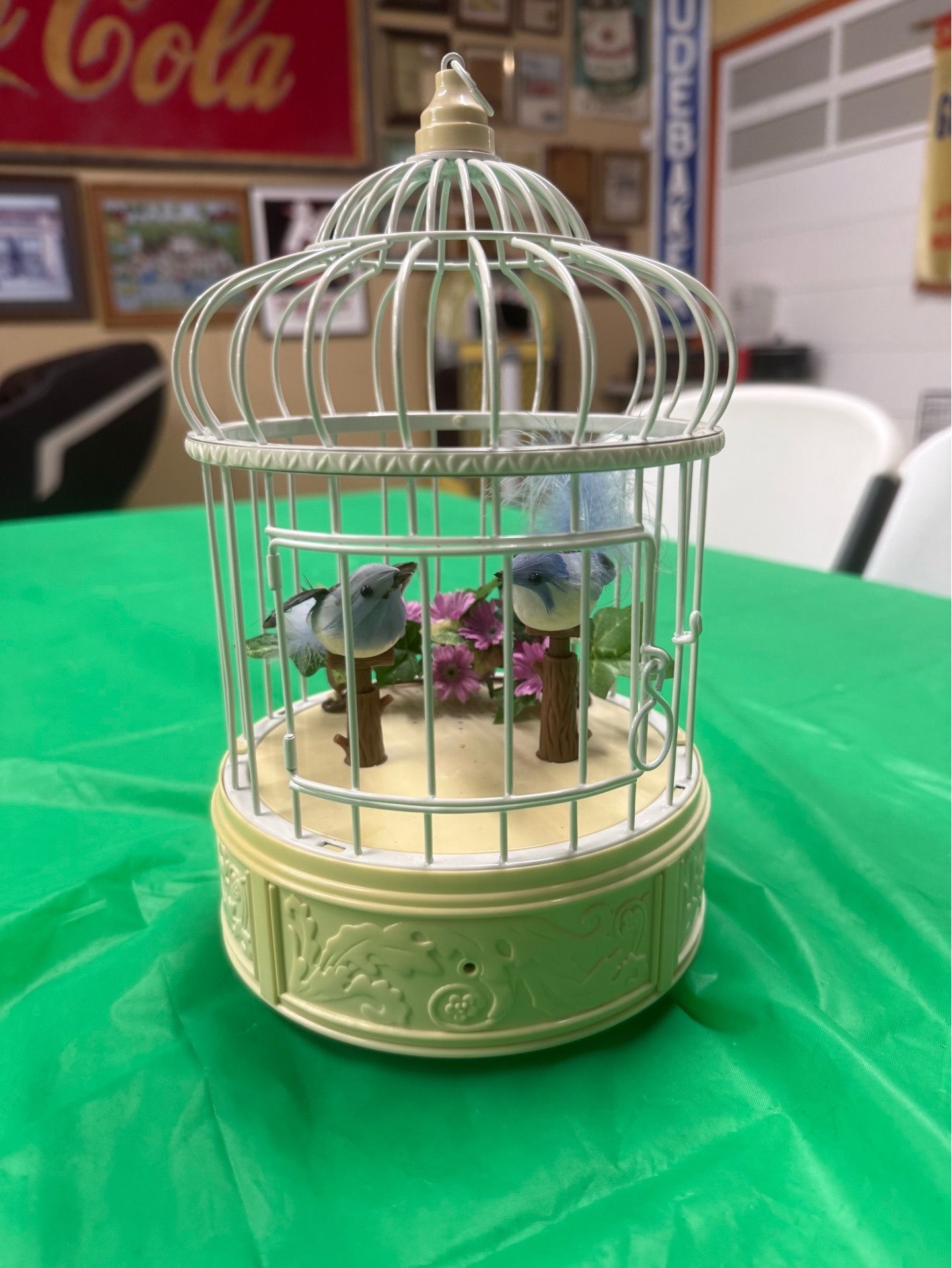Motion Activated Chirping Blue Birds in Cage