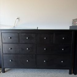 Black Wooden Dresser With 8 Drawers 