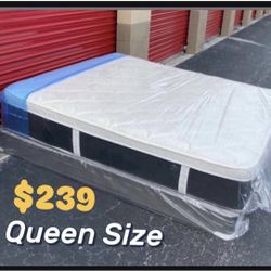NEW Mattress Queen Size Plush Pillowtop With Box Spring // Offer  🚚