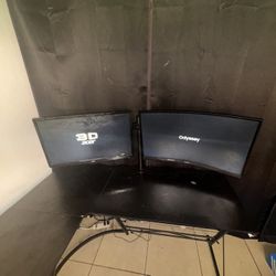 L- Shaped Desk W/ Dual monitors & mount